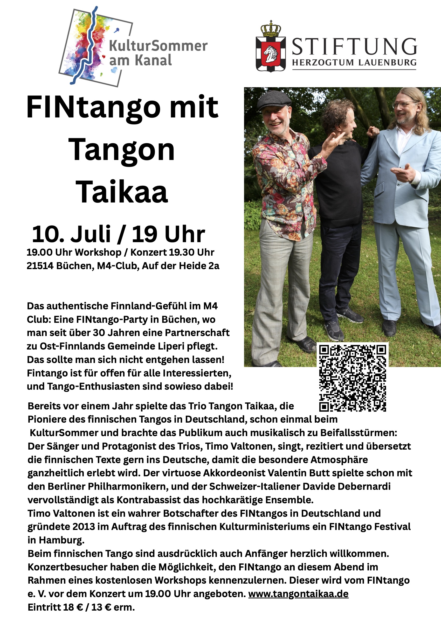 Tangon Taikaa beim KulturSommer am Kanal 10.7.2026